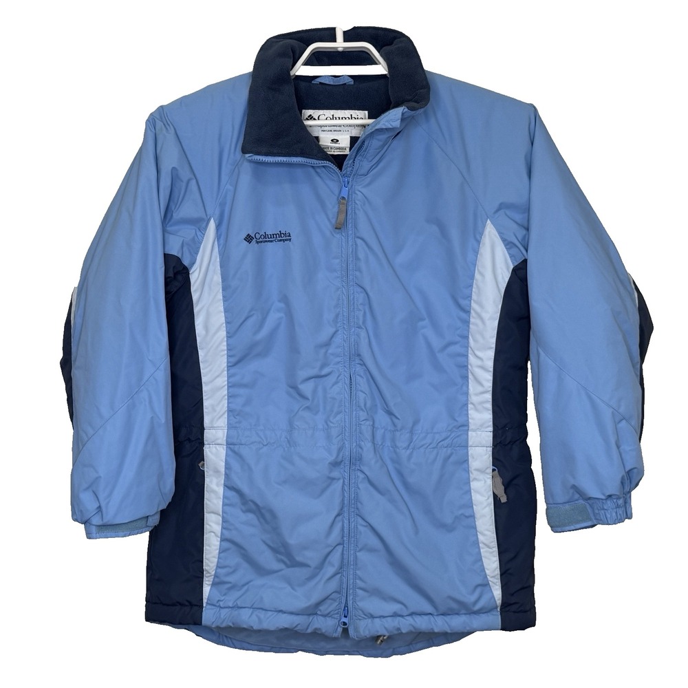 Columbia Ski Jacket Womens Medium Light Blue Insulated Snowboarding Mid Length